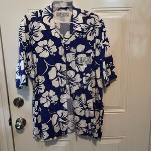 Blue and White Pampered Chef Hawaiian Shirt